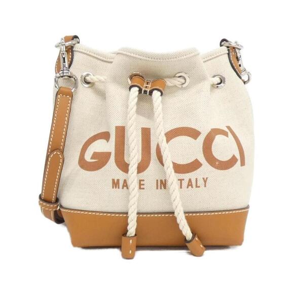 GUCCI White and Tan Canvas Tote Bag - Picture 1 of 7
